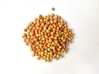 Heap of Dry Dun peas or Field pea isolated on white background.