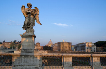 Fototapeta premium angel statue on Saint Angelo bridge in Rome Italy