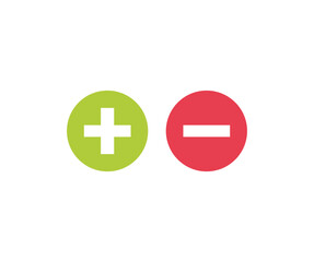Plus and minus sign set logo design. Plus, minus, mathematics symbols on a white background vector design and illustration.
