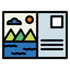 postcard filled outline icon style