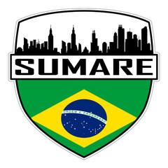 Sumare Brazil Flag Skyline Silhouette Sumare Brazil Lover Travel Souvenir Sticker Vector Illustration SVG EPS AI