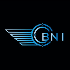 BNI logo, letter logo. BNI blue image on black background. BNI technology Monogram logo design for entrepreneur best business icon.

