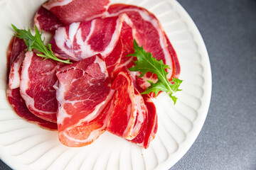 coppa cured meat sausage pork neck meal food snack on the table copy space food background rustic top view