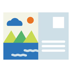postcard flat icon style