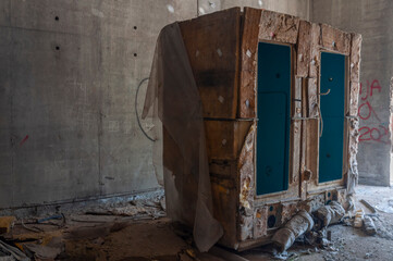 Old abandoned unfinished glass hospital in the Croatian capital Zagreb