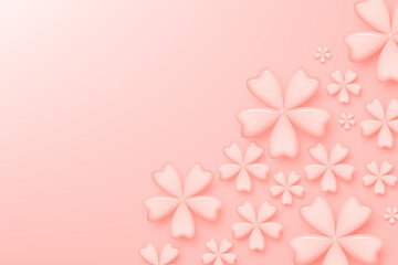 Fototapeta na wymiar Cherry blossom Floral Greeting card. 3d flower holiday background.
