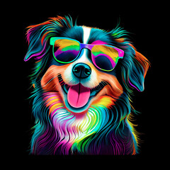dog in sunglasses, Pop Art, ai generation