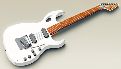 Obraz na płótnie Canvas Bright electric guitar isolated, close up, generative AI.