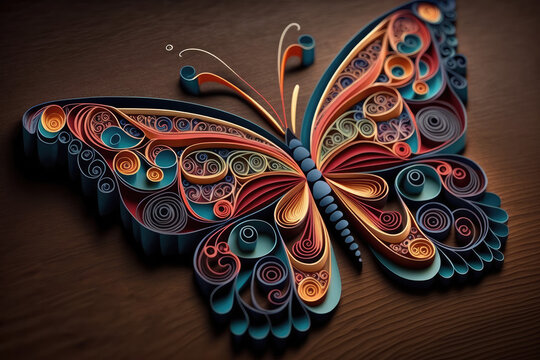 Quilling paper butterfly art made with generative ai