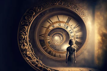 Fotobehang Past life regression: The practice of using hypnosis or other techniques to access memories of past lives. Past Life Regression Therapy. AI generative © SmartArt
