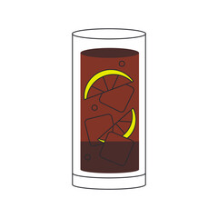 Obraz premium Alcoholic cocktail Cuba Libre. Cocktail glass minimal vector illustration of a thin line.