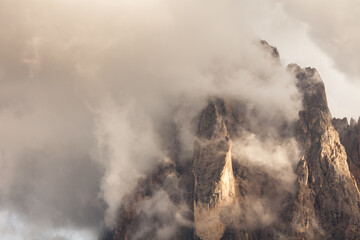 View on the Sella group in a cloudy day - Val Gardena, Dolomites
