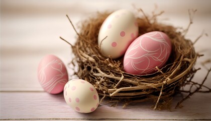 Fototapeta na wymiar cute and colored easter eggs, Generative AI