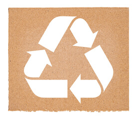Cardboard recycling symbol shape. Concept of ecology and paper recycling. Ecologic. Sign textured....