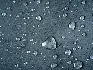 Gray technological waterproof and breathable fabric with raindrops