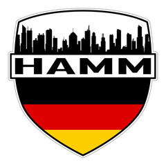 Hamm Germany Flag Skyline Silhouette Hamm Germany Lover Travel Souvenir Sticker Vector Illustration SVG EPS AI