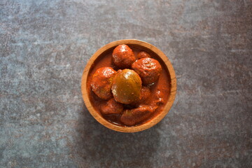 Indian traditional spicy tender mango pickle