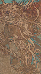 abstract art nouveau decoration illustration for cards or banner designs, generative ai