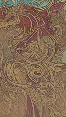 abstract art nouveau decoration illustration for cards or banner designs, generative ai