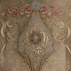 abstract art nouveau decoration illustration for cards or banner designs, generative ai