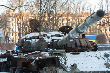 Damaged Russian tank