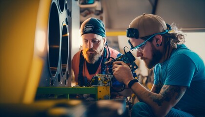 aircraft engineers repairing and maintaining jet airplane, Generative AI