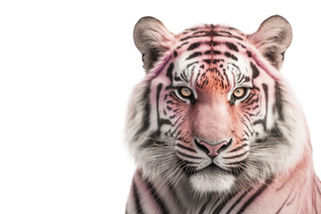 Fototapeta na wymiar Pink tiger head isolated on white background. Generative AI