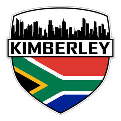 Kimberley South Africa Flag Skyline Silhouette Kimberley South Africa Lover Travel Souvenir Sticker Vector Illustration SVG EPS AI