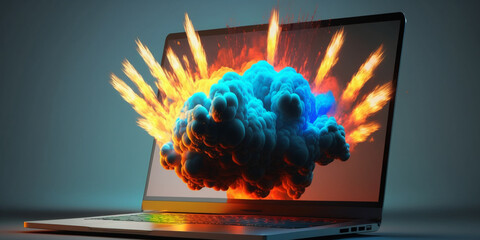 Explosion of ideas on notebook screen