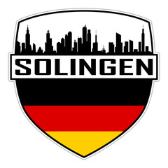 Fototapeta premium Solingen Germany Flag Skyline Silhouette Solingen Germany Lover Travel Souvenir Sticker Vector Illustration SVG EPS AI
