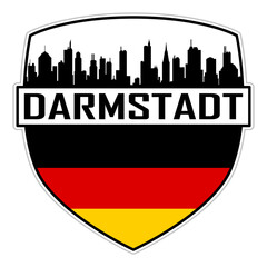 Fototapeta premium Darmstadt Germany Flag Skyline Silhouette Darmstadt Germany Lover Travel Souvenir Sticker Vector Illustration SVG EPS AI