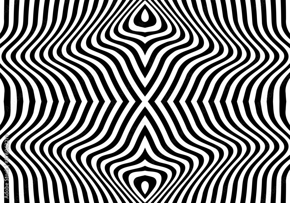 Poster abstract wavy line pattern. seamless geometric background with curve or distorted lines. black and w