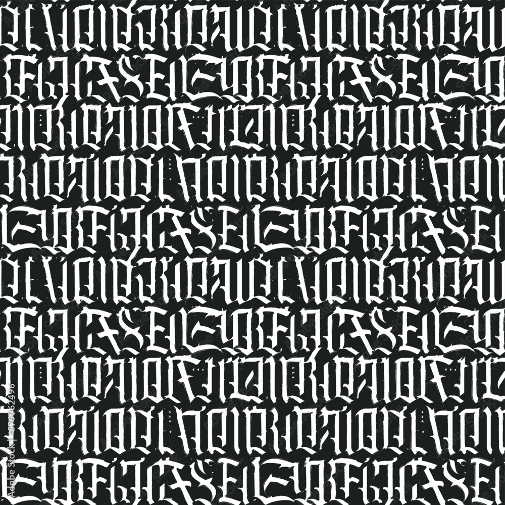 Poster decorative seamless pattern of capital gothic letters in grunge style. repeating background. vector 