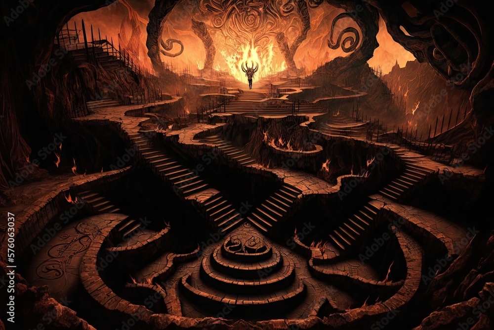 Poster the subterranean inferno: a visual representation of hell generative ai