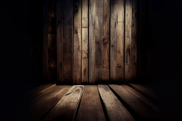 empty wooden interior room. Generative Ai