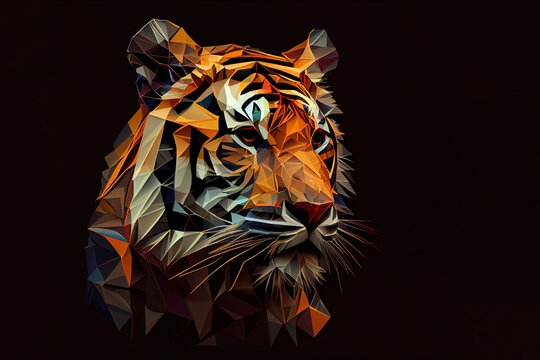 polygonal tiger head. Generative Ai