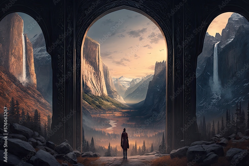 Poster valley of fabled dreams: where time has stopped to welcome a pristine spectacle generative ai