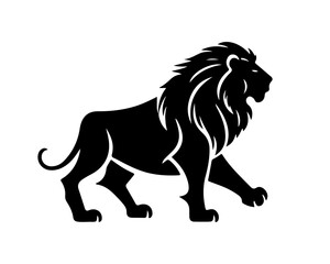 Fototapeta na wymiar Lion head face logo silhouette black icon tattoo mascot hand drawn lion king silhouette animal vector illustration