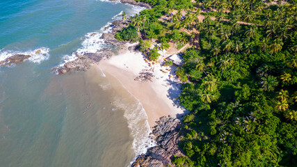 Aerial view of Ilheus, tourist town in Bahia. Historic city center with sea and river.