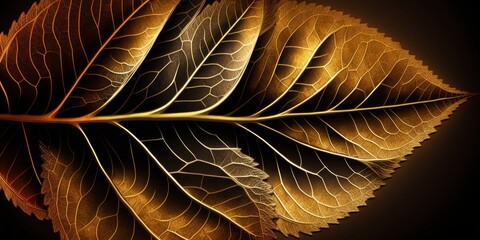 Golden Leaf Texture Close up Background Generative AI