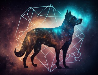 Dog from Chinese Zodiac sign. Concept of horoscope and fortune telling concept. Generative AI.