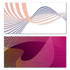 Wavy lines or ribbons. Multicolored striped gradient. Creative unusual background with abstract gradient wave lines for creating trendy banner, poster. Vector eps