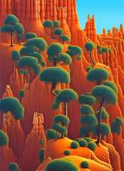 Colorful Canyon Wall - Generative AI