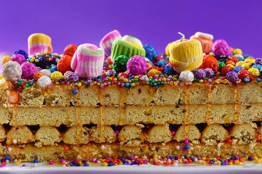 Sweet colorful dessert with berries