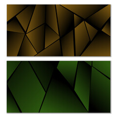 Abstract polygonal pattern. Set of two dark gradient polygonal backgrounds. Background design, cover, postcard, banner, wallpaper