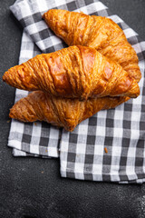 fresh croissant pastries meal food snack on the table copy space food background rustic top view