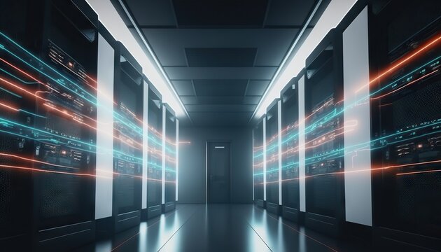Network server room. Based on Generative AI