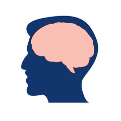 A man's head and brain. Silhouettes. Flat style.