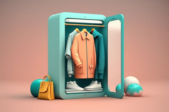 An illustration showcasing the ease and convenience of online shopping. Ai generated.