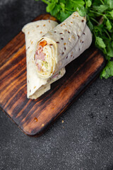 doner kebab fresh shawarma meal food snack on the table copy space food background rustic top view